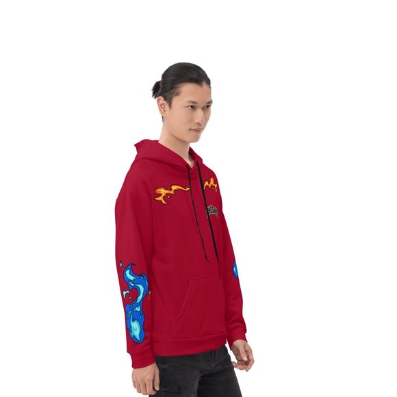 PokeGang Unisex Red Long Sleeve Kangaroo Pocket Pullover Classic Fit Trio Hoodie - Picture 2 of 5